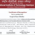 NIT Certificate Dr.gurpreet Kaur