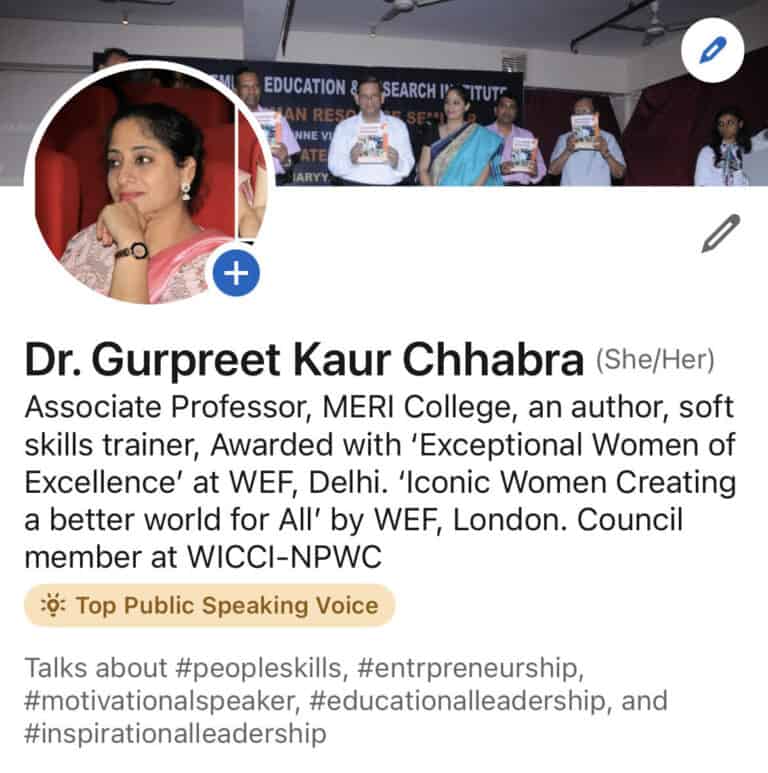 LinkedIn Dr. GUrpreet Kaur Chhabra